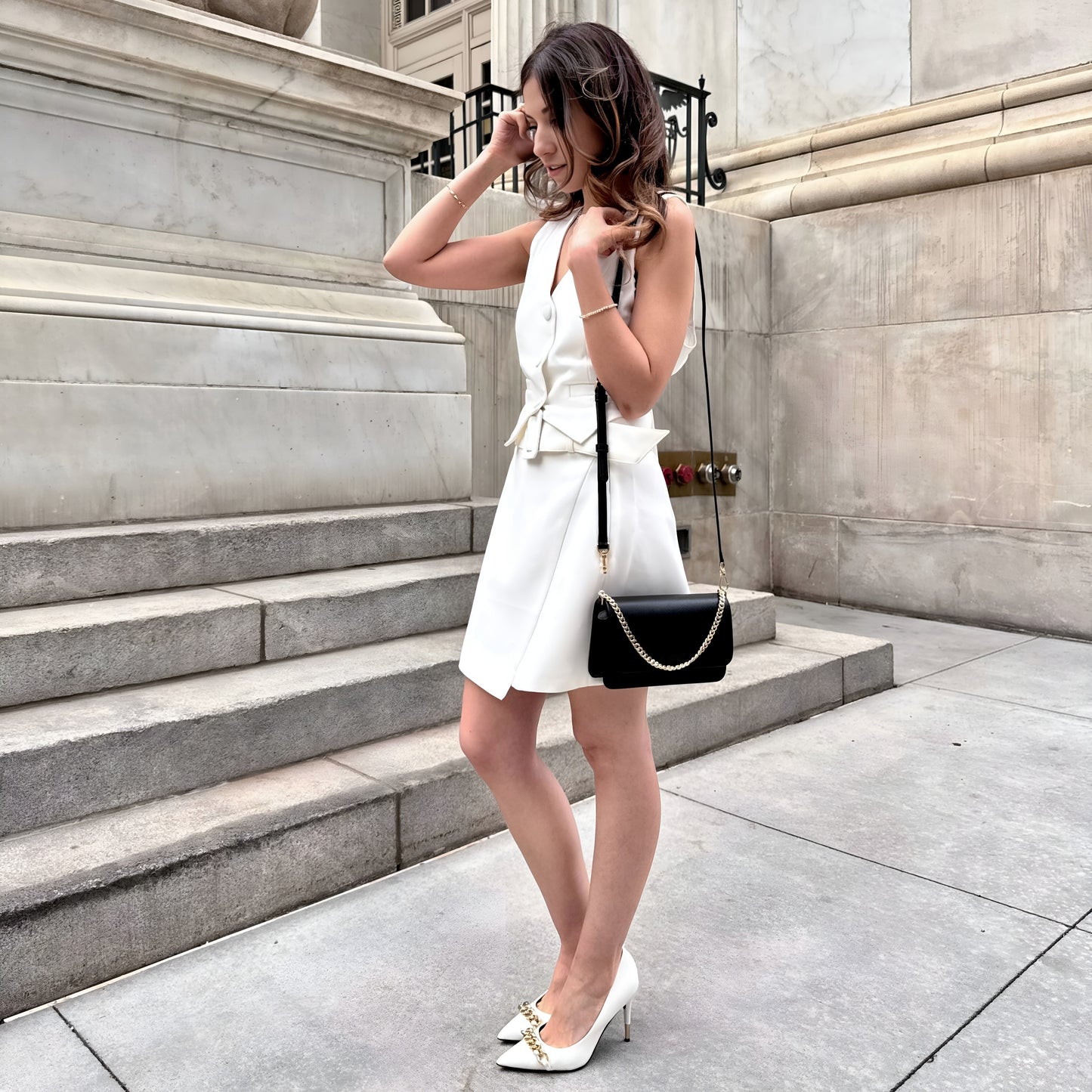 Riviera Blanc Belted Mini Skirt - SugarLips