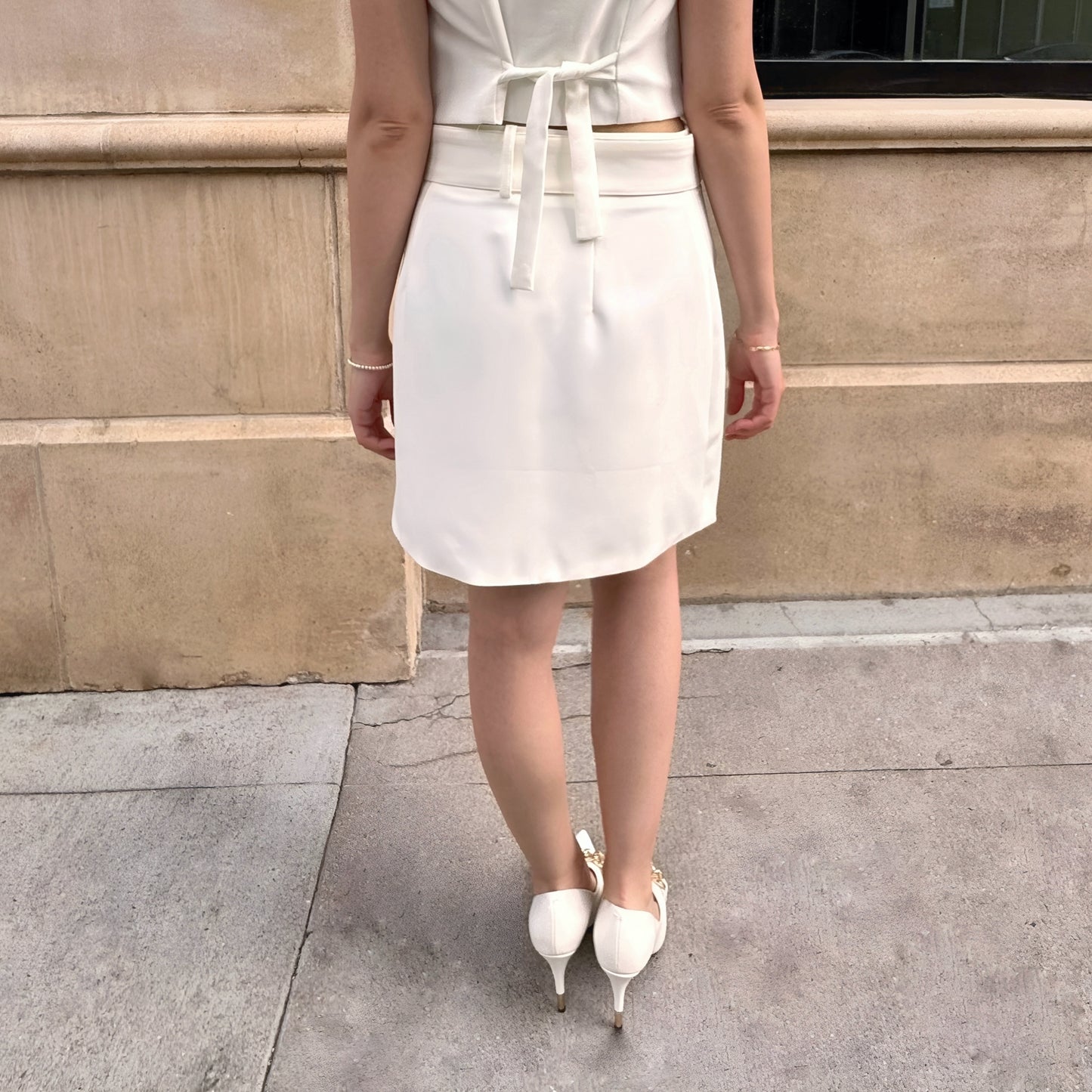 Riviera Blanc Belted Mini Skirt - SugarLips