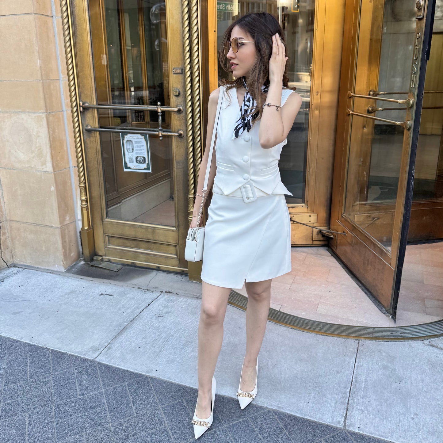 Riviera Blanc Belted Mini Skirt - SugarLips