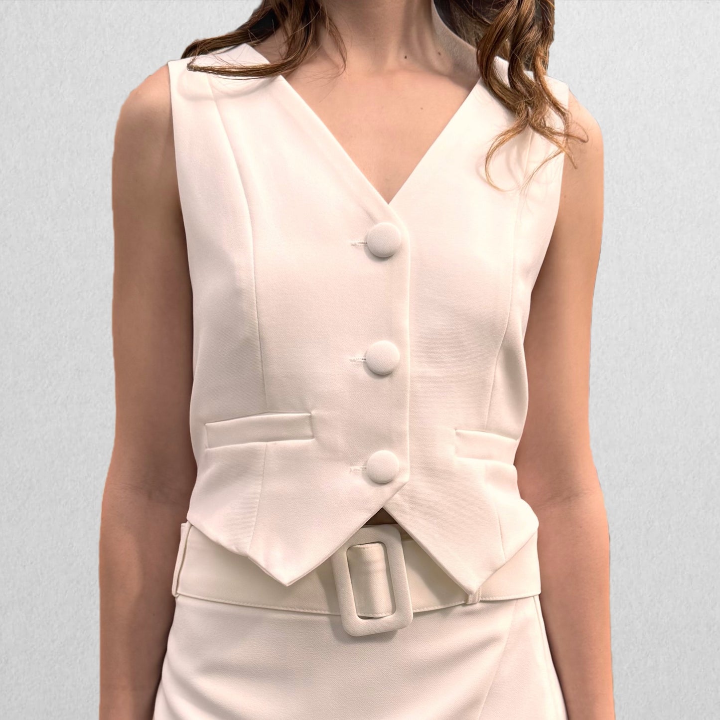 Riviera Blanc Button Up Vest - SugarLips