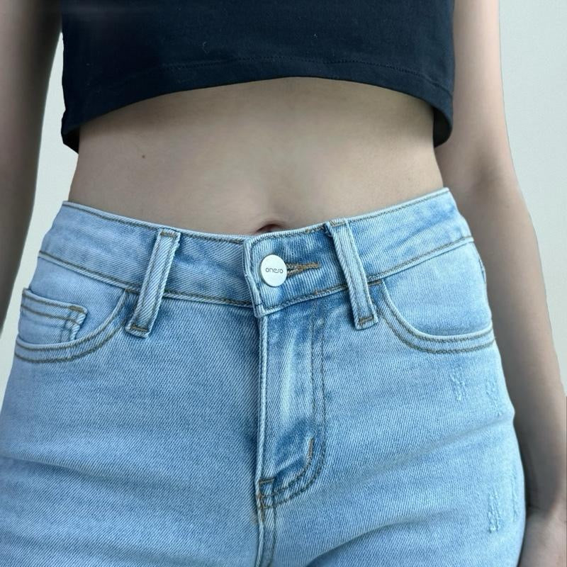 Mid Rise Wide Leg Denim Jeans Light Blue Oneso
