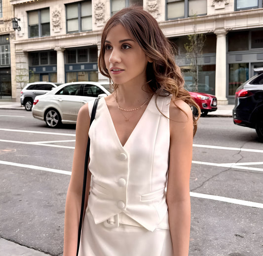 Riviera Blanc Button Up Vest - SugarLips