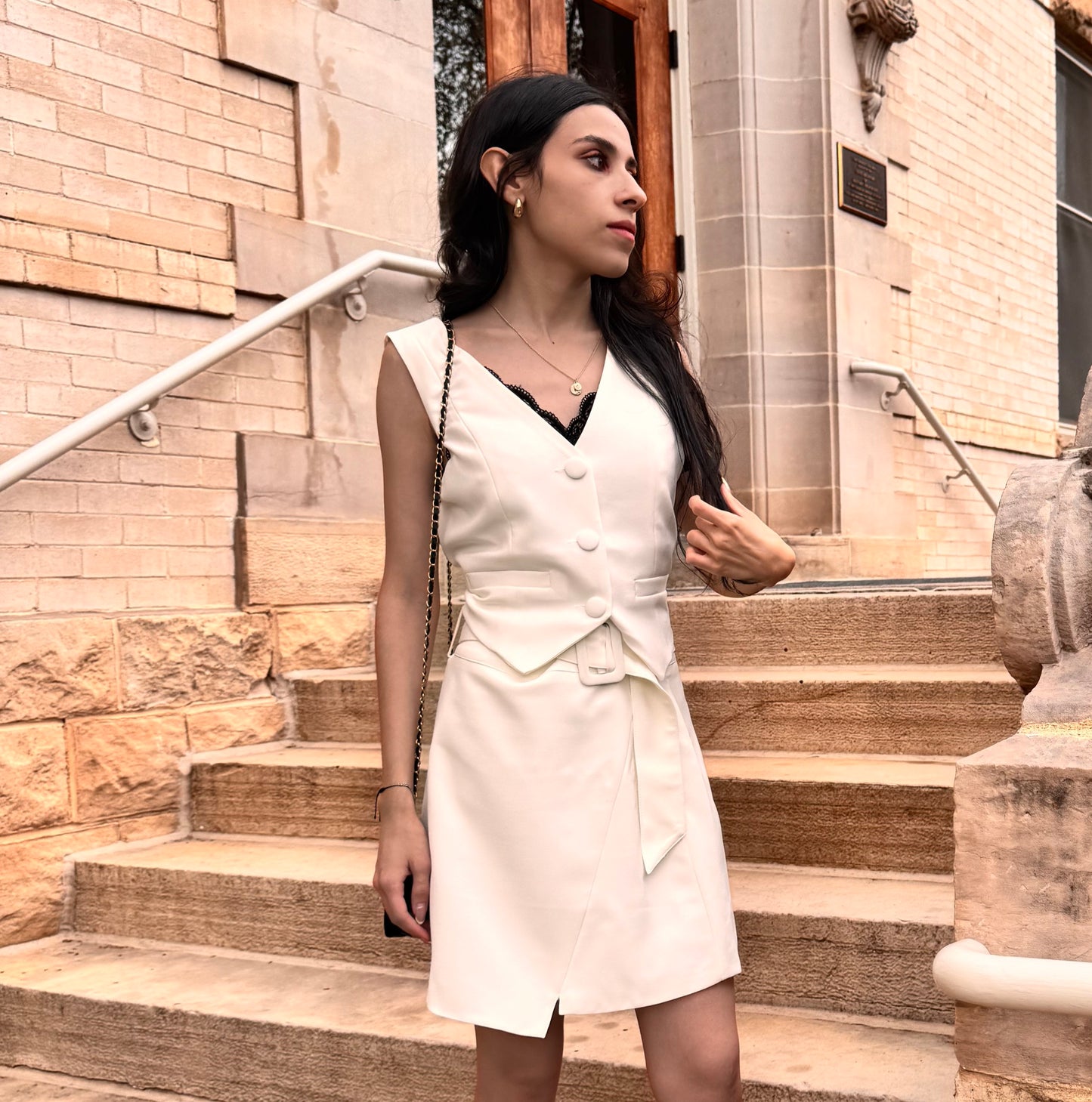 Riviera Blanc Belted Mini Skirt - SugarLips